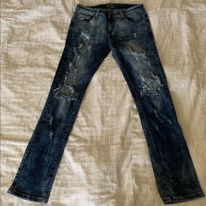 Black Skinny Blue Jeans w/ Rips Size 31